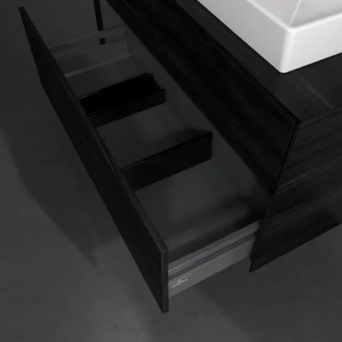Bild von VILLEROY BOCH Collaro Waschbeckenunterschrank, mit Beleuchtung, 2 Auszüge, 1000 x 548 x 500 mm, Black Oak / Black Oak #C020B0AB