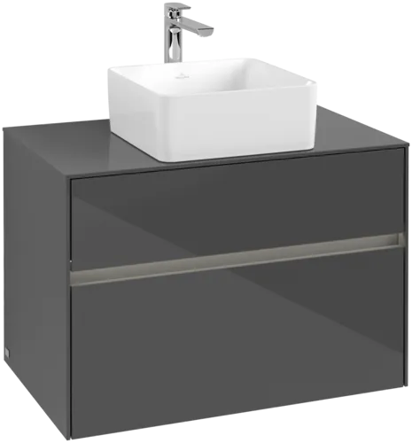 Bild von VILLEROY BOCH Collaro Waschbeckenunterschrank, mit Beleuchtung, 2 Auszüge, 800 x 548 x 500 mm, Glossy Grey / Glossy Grey #C037B0FP