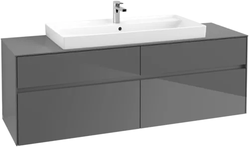 Bild von VILLEROY BOCH Collaro Waschbeckenunterschrank, 4 Auszüge, 1600 x 548 x 500 mm, Glossy Grey / Glossy Grey #C03100FP