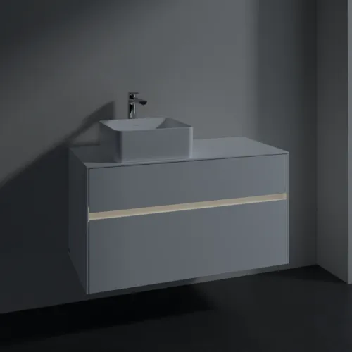 Bild von VILLEROY BOCH Collaro Waschbeckenunterschrank, mit Beleuchtung, 2 Auszüge, 1000 x 548 x 500 mm, White Matt / White Matt #C039B0MS