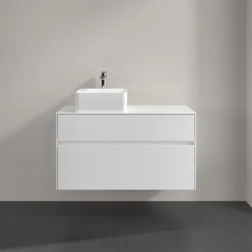 Bild von VILLEROY BOCH Collaro Waschbeckenunterschrank, mit Beleuchtung, 2 Auszüge, 1000 x 548 x 500 mm, White Matt / White Matt #C039B0MS