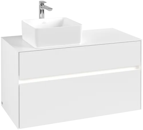 Bild von VILLEROY BOCH Collaro Waschbeckenunterschrank, mit Beleuchtung, 2 Auszüge, 1000 x 548 x 500 mm, White Matt / White Matt #C039B0MS
