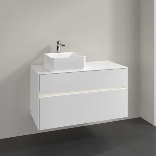 Bild von VILLEROY BOCH Collaro Waschbeckenunterschrank, mit Beleuchtung, 2 Auszüge, 1000 x 548 x 500 mm, White Matt / White Matt #C039B0MS