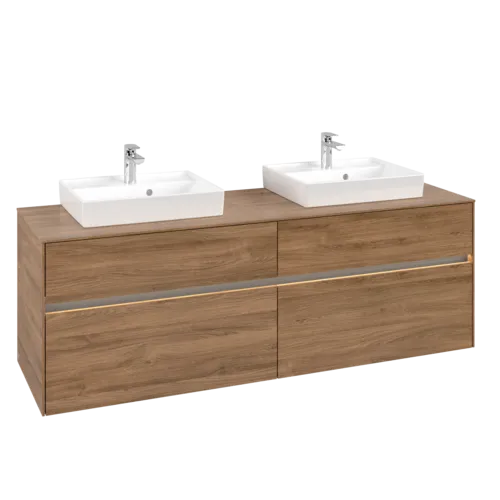 Bild von VILLEROY BOCH Collaro Waschbeckenunterschrank, mit Beleuchtung, 4 Auszüge, 1600 x 548 x 500 mm, Kansas Oak #C021B0RH
