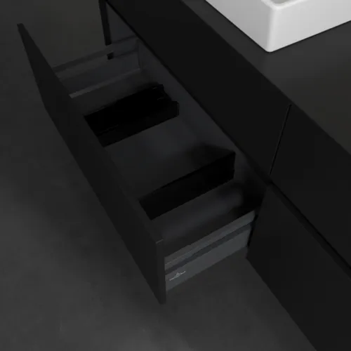 Bild von VILLEROY BOCH Collaro Waschbeckenunterschrank, mit Beleuchtung, 4 Auszüge, 1600 x 548 x 500 mm, Volcano Black / Volcano Black #C022B0VL