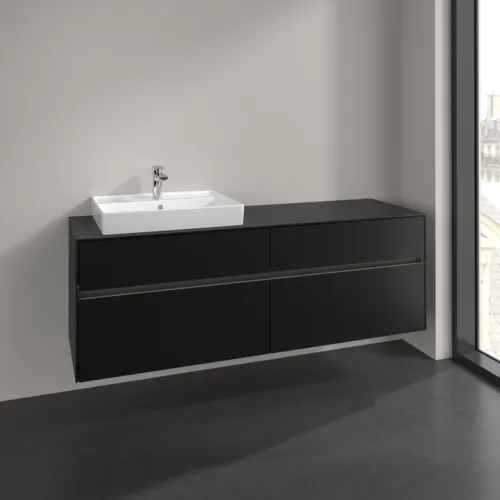 Bild von VILLEROY BOCH Collaro Waschbeckenunterschrank, mit Beleuchtung, 4 Auszüge, 1600 x 548 x 500 mm, Volcano Black / Volcano Black #C022B0VL
