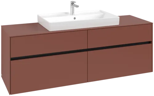 Bild von VILLEROY BOCH Collaro Waschbeckenunterschrank, mit Beleuchtung, 4 Auszüge, 1600 x 548 x 500 mm, Wine Red / Wine Red #C028B0AH