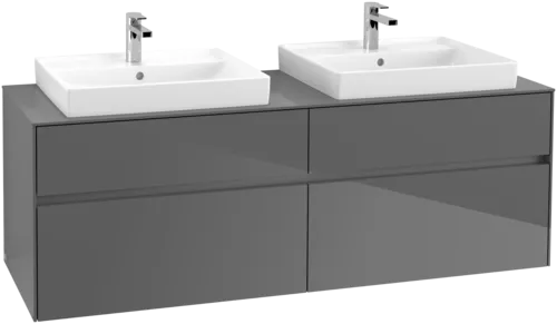 Bild von VILLEROY BOCH Collaro Waschbeckenunterschrank, 4 Auszüge, 1600 x 548 x 500 mm, Glossy Grey / Glossy Grey #C02400FP