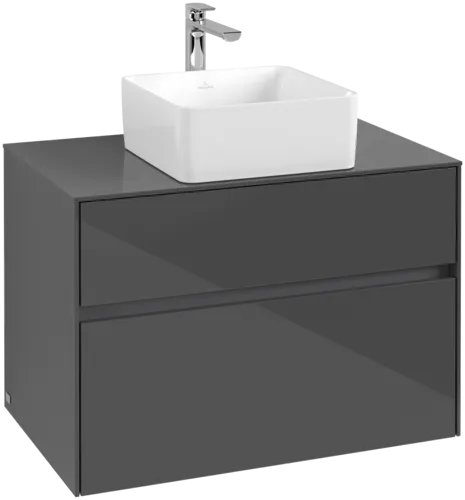 Bild von VILLEROY BOCH Collaro Waschbeckenunterschrank, 2 Auszüge, 800 x 548 x 500 mm, Glossy Grey / Glossy Grey #C03700FP