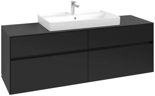 Bild von VILLEROY BOCH Collaro Waschbeckenunterschrank, 4 Auszüge, 1600 x 548 x 500 mm, Volcano Black / Volcano Black #C02800VL