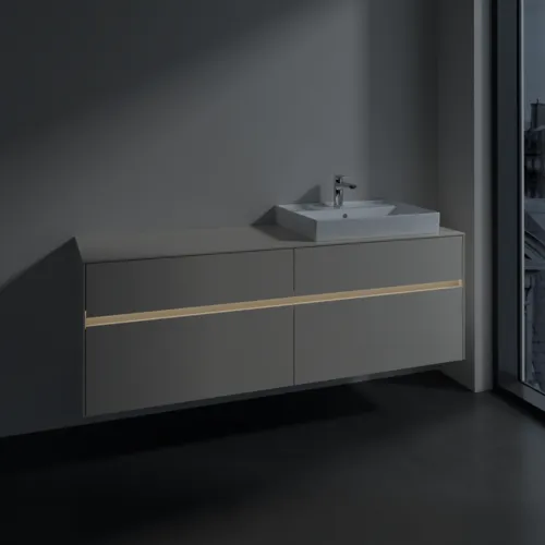 Bild von VILLEROY BOCH Collaro Waschbeckenunterschrank, mit Beleuchtung, 4 Auszüge, 1600 x 548 x 500 mm, Cashmere Grey / Cashmere Grey #C023B0VN