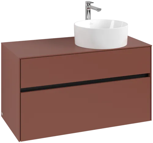 Bild von VILLEROY BOCH Collaro Waschbeckenunterschrank, mit Beleuchtung, 2 Auszüge, 1000 x 548 x 500 mm, Wine Red / Wine Red #C040B0AH