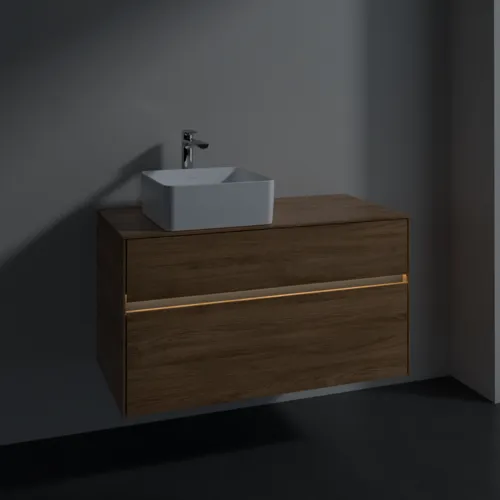 Bild von VILLEROY BOCH Collaro Waschbeckenunterschrank, mit Beleuchtung, 2 Auszüge, 1000 x 548 x 500 mm, Kansas Oak #C039B0RH