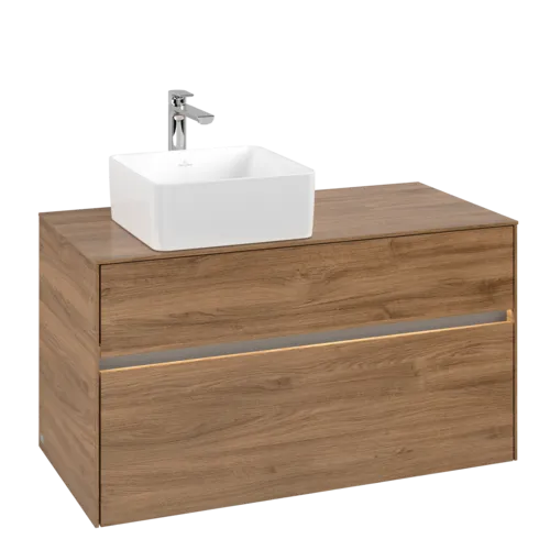 Bild von VILLEROY BOCH Collaro Waschbeckenunterschrank, mit Beleuchtung, 2 Auszüge, 1000 x 548 x 500 mm, Kansas Oak #C039B0RH
