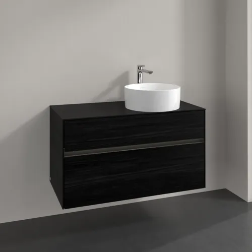 Bild von VILLEROY BOCH Collaro Waschbeckenunterschrank, mit Beleuchtung, 2 Auszüge, 1000 x 548 x 500 mm, Black Oak / Black Oak #C040B0AB