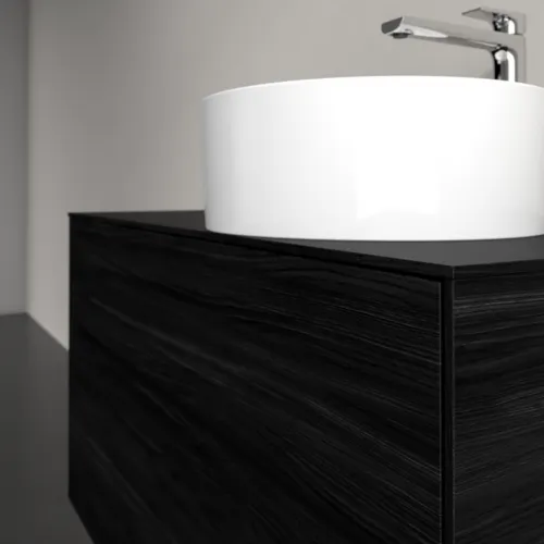 Bild von VILLEROY BOCH Collaro Waschbeckenunterschrank, mit Beleuchtung, 2 Auszüge, 1000 x 548 x 500 mm, Black Oak / Black Oak #C040B0AB