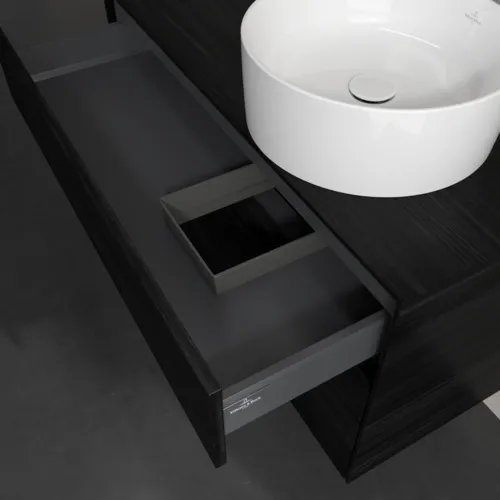 Bild von VILLEROY BOCH Collaro Waschbeckenunterschrank, mit Beleuchtung, 2 Auszüge, 1000 x 548 x 500 mm, Black Oak / Black Oak #C040B0AB