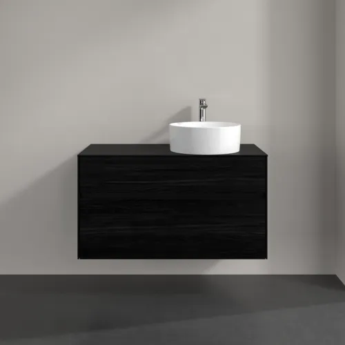Bild von VILLEROY BOCH Collaro Waschbeckenunterschrank, mit Beleuchtung, 2 Auszüge, 1000 x 548 x 500 mm, Black Oak / Black Oak #C040B0AB
