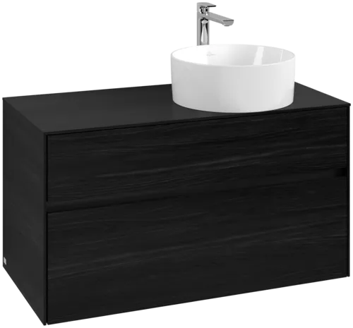 Bild von VILLEROY BOCH Collaro Waschbeckenunterschrank, mit Beleuchtung, 2 Auszüge, 1000 x 548 x 500 mm, Black Oak / Black Oak #C040B0AB