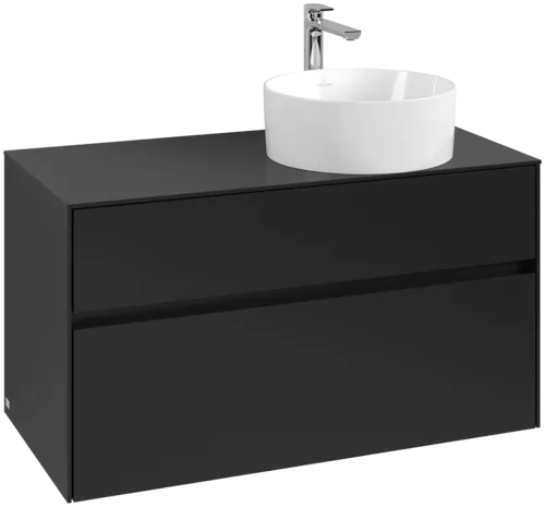 Bild von VILLEROY BOCH Collaro Waschbeckenunterschrank, 2 Auszüge, 1000 x 548 x 500 mm, Volcano Black / Volcano Black #C04000VL