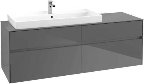 Bild von VILLEROY BOCH Collaro Waschbeckenunterschrank, mit Beleuchtung, 4 Auszüge, 1600 x 548 x 500 mm, Glossy Grey / Glossy Grey #C029B0FP