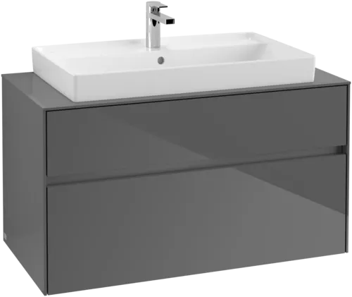 Bild von VILLEROY BOCH Collaro Waschbeckenunterschrank, mit Beleuchtung, 2 Auszüge, 1000 x 548 x 500 mm, Glossy Grey / Glossy Grey #C020B0FP