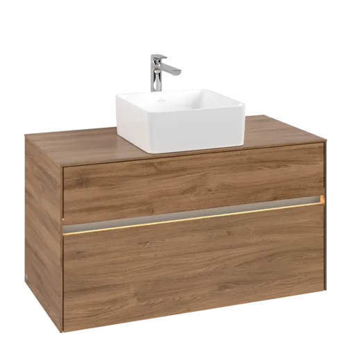 Bild von VILLEROY BOCH Collaro Waschbeckenunterschrank, mit Beleuchtung, 2 Auszüge, 1000 x 548 x 500 mm, Kansas Oak #C038B0RH