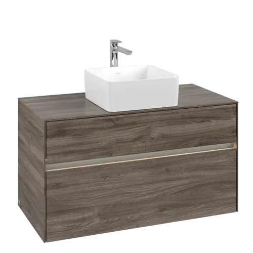 Bild von VILLEROY BOCH Collaro Waschbeckenunterschrank, mit Beleuchtung, 2 Auszüge, 1000 x 548 x 500 mm, Stone Oak #C038B0RK