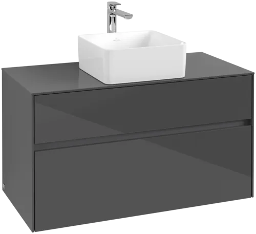 Bild von VILLEROY BOCH Collaro Waschbeckenunterschrank, 2 Auszüge, 1000 x 548 x 500 mm, Glossy Grey / Glossy Grey #C03800FP