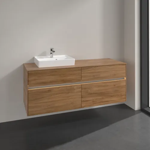 Bild von VILLEROY BOCH Collaro Waschbeckenunterschrank, mit Beleuchtung, 4 Auszüge, 1400 x 548 x 500 mm, Kansas Oak #C074B0RH