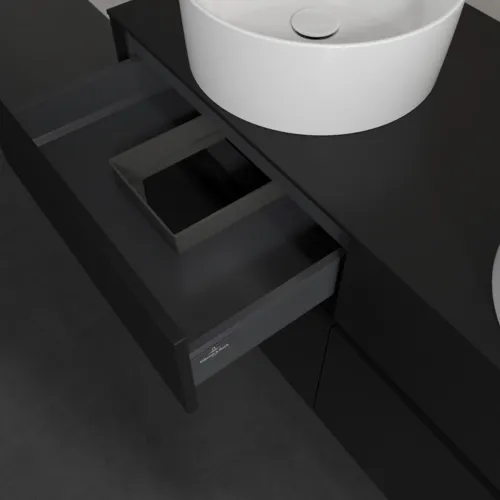 Bild von VILLEROY BOCH Collaro Waschbeckenunterschrank, mit Beleuchtung, 4 Auszüge, 1200 x 548 x 500 mm, Volcano Black / Volcano Black #C044B0VL