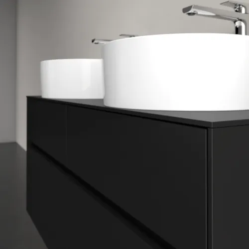 Bild von VILLEROY BOCH Collaro Waschbeckenunterschrank, mit Beleuchtung, 4 Auszüge, 1200 x 548 x 500 mm, Volcano Black / Volcano Black #C044B0VL