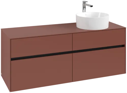 Bild von VILLEROY BOCH Collaro Waschbeckenunterschrank, mit Beleuchtung, 4 Auszüge, 1400 x 548 x 500 mm, Wine Red / Wine Red #C047B0AH