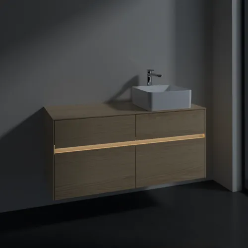 Bild von VILLEROY BOCH Collaro Waschbeckenunterschrank, mit Beleuchtung, 4 Auszüge, 1200 x 548 x 500 mm, Nordic Oak / Nordic Oak #C043B0VJ