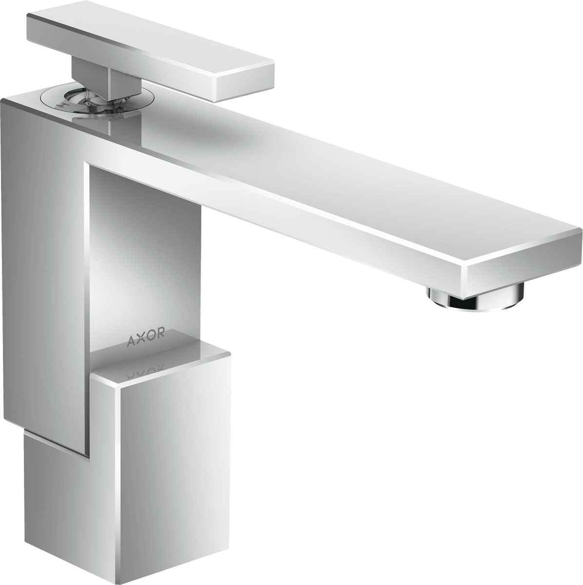Bild von HANSGROHE AXOR Edge Einhebel-Waschtischmischer 130 mit Push-Open Ablaufgarnitur #46010000 - Chrom