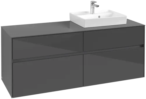 Bild von VILLEROY BOCH Collaro Waschbeckenunterschrank, 4 Auszüge, 1400 x 548 x 500 mm, Glossy Grey / Glossy Grey #C07500FP