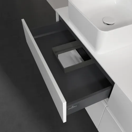 Bild von VILLEROY BOCH Collaro Waschbeckenunterschrank, mit Beleuchtung, 4 Auszüge, 1400 x 548 x 500 mm, White Matt / White Matt #C048B0MS