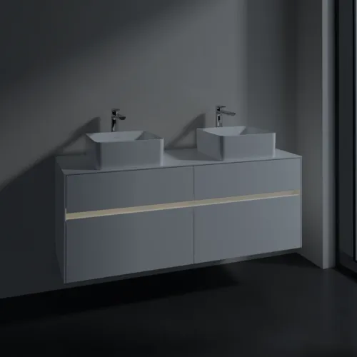 Bild von VILLEROY BOCH Collaro Waschbeckenunterschrank, mit Beleuchtung, 4 Auszüge, 1400 x 548 x 500 mm, White Matt / White Matt #C048B0MS