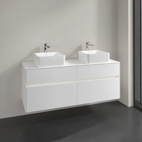 Bild von VILLEROY BOCH Collaro Waschbeckenunterschrank, mit Beleuchtung, 4 Auszüge, 1400 x 548 x 500 mm, White Matt / White Matt #C048B0MS