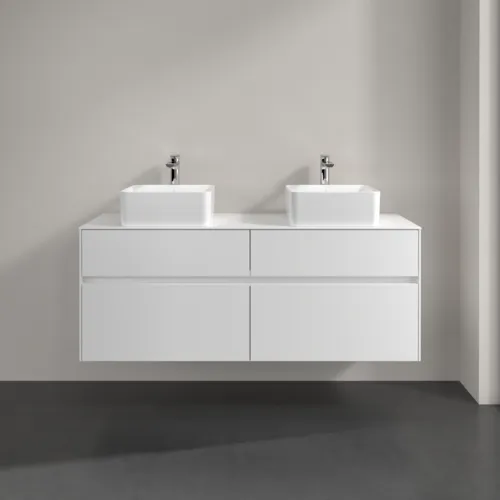 Bild von VILLEROY BOCH Collaro Waschbeckenunterschrank, mit Beleuchtung, 4 Auszüge, 1400 x 548 x 500 mm, White Matt / White Matt #C048B0MS