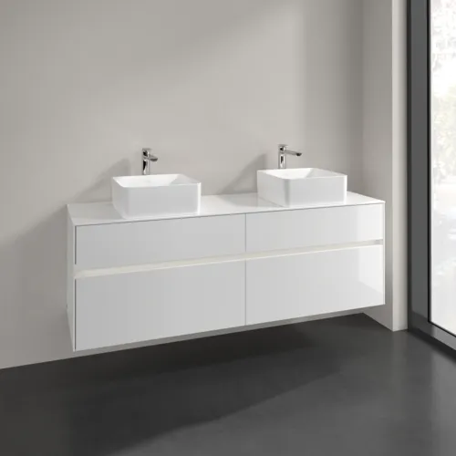 Bild von VILLEROY BOCH Collaro Waschbeckenunterschrank, mit Beleuchtung, 4 Auszüge, 1600 x 548 x 500 mm, Glossy White / Glossy White #C052B0DH