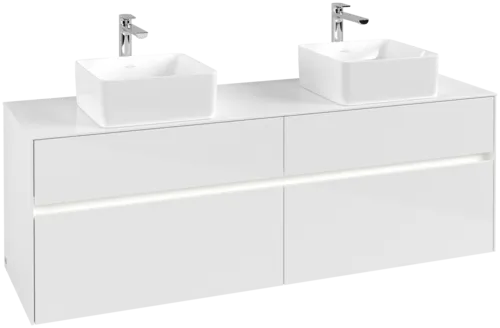 Bild von VILLEROY BOCH Collaro Waschbeckenunterschrank, mit Beleuchtung, 4 Auszüge, 1600 x 548 x 500 mm, Glossy White / Glossy White #C052B0DH