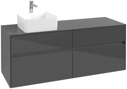 Bild von VILLEROY BOCH Collaro Waschbeckenunterschrank, 4 Auszüge, 1400 x 548 x 500 mm, Glossy Grey / Glossy Grey #C04600FP