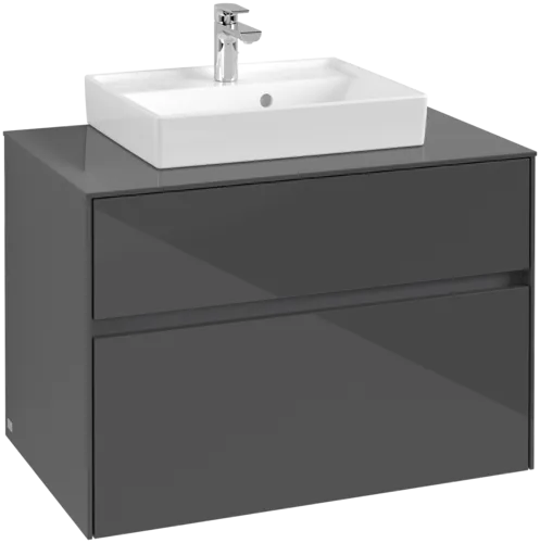 Bild von VILLEROY BOCH Collaro Waschbeckenunterschrank, 2 Auszüge, 800 x 548 x 500 mm, Glossy Grey / Glossy Grey #C06900FP