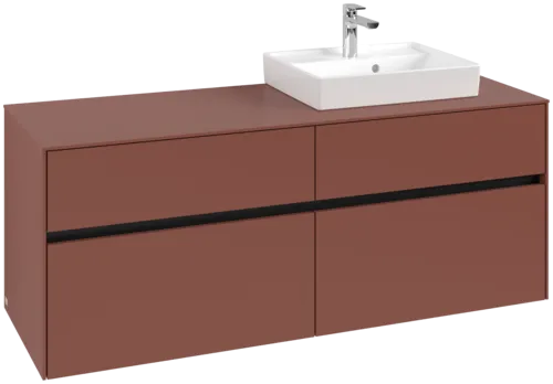 Obrázek VILLEROY BOCH Toaletní skříňka Collaro, s osvětlením, 4 výsuvy, 1400 x 548 x 500 mm, Vínově červená / Vínově červená #C075B0AH