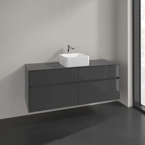 Bild von VILLEROY BOCH Collaro Waschbeckenunterschrank, 4 Auszüge, 1400 x 548 x 500 mm, Glossy Grey / Glossy Grey #C04500FP