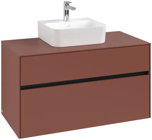 Bild von VILLEROY BOCH Collaro Waschbeckenunterschrank, mit Beleuchtung, 2 Auszüge, 1000 x 548 x 500 mm, Wine Red / Wine Red #C094B0AH