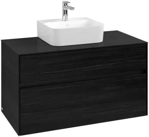Bild von VILLEROY BOCH Collaro Waschbeckenunterschrank, mit Beleuchtung, 2 Auszüge, 1000 x 548 x 500 mm, Black Oak / Black Oak #C094B0AB