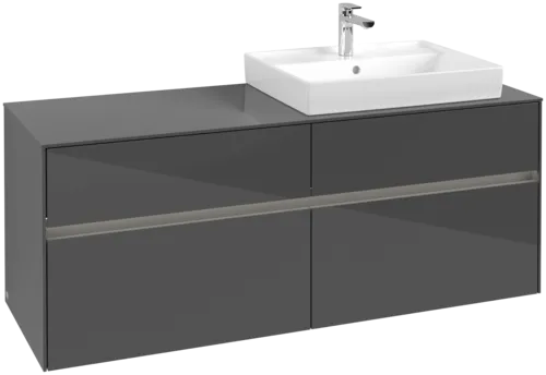 Bild von VILLEROY BOCH Collaro Waschbeckenunterschrank, mit Beleuchtung, 4 Auszüge, 1400 x 548 x 500 mm, Glossy Grey / Glossy Grey #C086B0FP