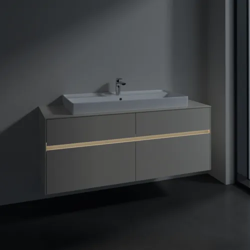Bild von VILLEROY BOCH Collaro Waschbeckenunterschrank, mit Beleuchtung, 4 Auszüge, 1400 x 548 x 500 mm, Cashmere Grey / Cashmere Grey #C092B0VN